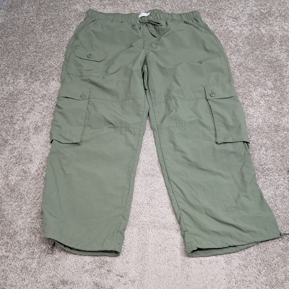 Vanilla Star Womens 3X Olive Green Nylon Cargo Pants Drawstring V24242-1
